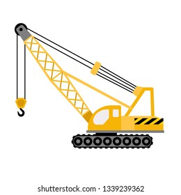 Construction excavator crane icon. Flat illustration of construction excavator crane vector icon for web design