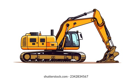 Construction excavator drawing on white background vector