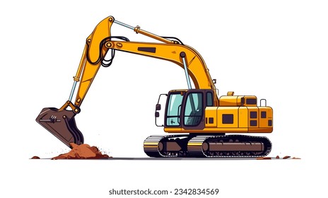 Construction excavator drawing on white background vector