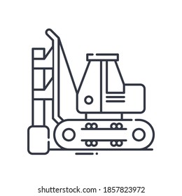 Construction excavator icon, linear isolated illustration, thin line vector, web design sign, outline concept symbol with editable stroke on white background.