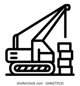 Construction excavator icon. Outline construction excavator vector icon for web design isolated on white background