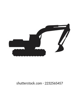 Construction excavator icon vector. excavator silhouette design template.