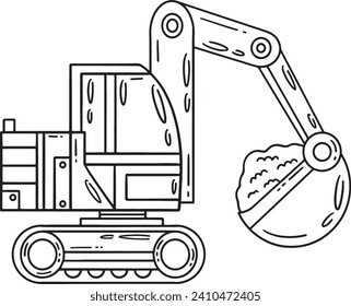 Construction Excavator Isolated Coloring Page