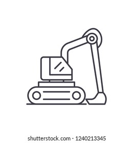 Construction excavator line icon concept. Construction excavator vector linear illustration, symbol, sign
