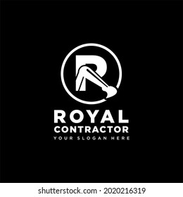 construction excavator logo design vector