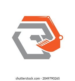 construction excavator r design logo
