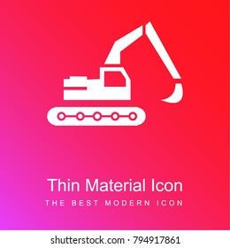 Construction excavator red and pink gradient material white icon minimal design
