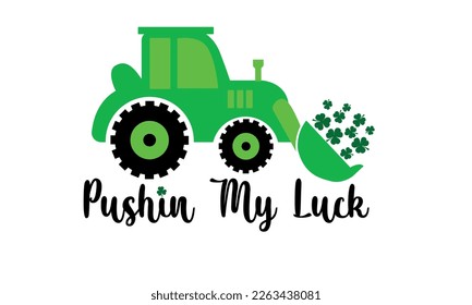 Construction Excavator shamrock Three leaf Irish holiday St. Patrick's Day Vector