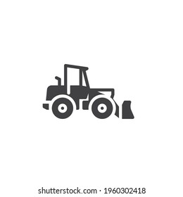 Construction excavator truck vector icon. filled flat sign for mobile concept and web design. Loader truck glyph icon. Symbol, logo illustration. Vector graphics