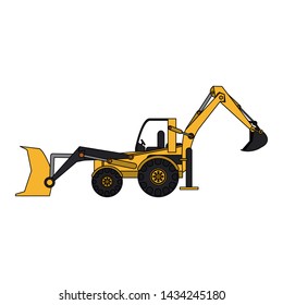 Construction excavator vehicle machine isolated vector illustration graphic design