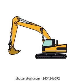 Construction excavator vehicle machine isolated vector illustration graphic design