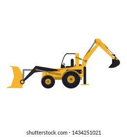 Construction excavator vehicle machine isolated vector illustration graphic design