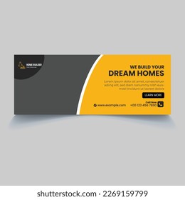 construction facebook cover or social media web banner template