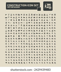 Conjunto De Iconos De Vectores De Construcción Y Fábrica