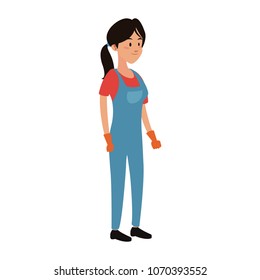 Construction female worker cartoon