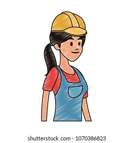 Construction female worker cartoon scribble