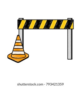 construction fence with cone