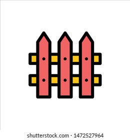 Construction, Fence, Garden  Flat Color Icon. Vector icon banner Template