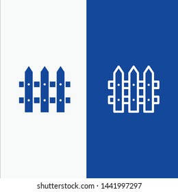 Construction, Fence, Garden Line and Glyph Solid icon Blue banner Line and Glyph Solid icon Blue banner