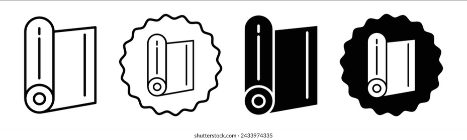 Construction film roll set in black and white color. Construction film roll simple flat icon vector