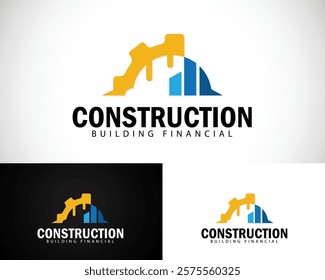 construction financial logo creative business building real estate design concept service gear helm