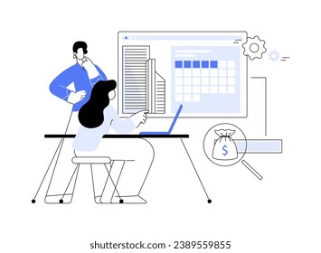 Construction financial planning abstract concept vector illustration. Financial consultants deals with commercial construction cost estimation, building planning process abstract metaphor.