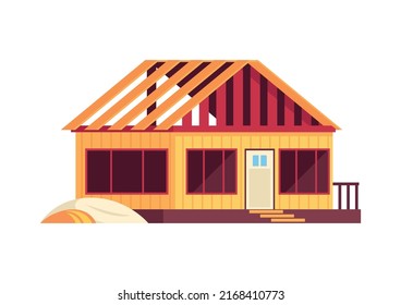 Construction flat composition with builders equipment on blank background vector illustration