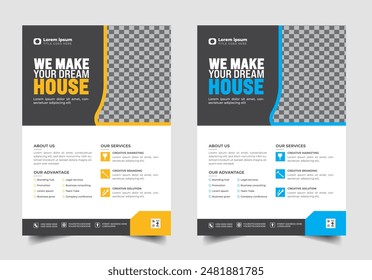 Construction Flyer A4 Template, Corporate construction tools flyer Bundle set, home improvement and repair flyer, Renovation  Flyer