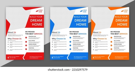 construction flyer A4 template, Construction Flyer Template, Design Set, Renovation Flyer Template, flyer, banner, leaflets decoration for printing