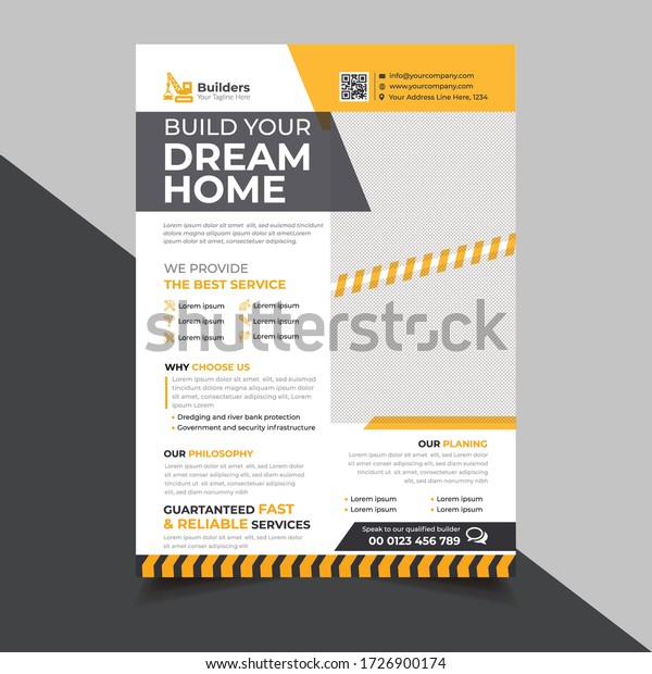 Construction Flyer Design Template Size Stock Vector Royalty Free