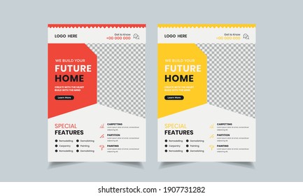construction flyer design template, home repair flyer, home build color a4 print ready flyer