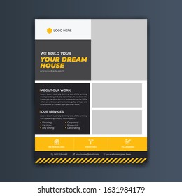 Construction flyer design template premium vector