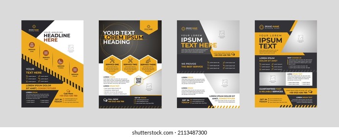 Construction Flyer Template. Construction Brochure Cover, Poster