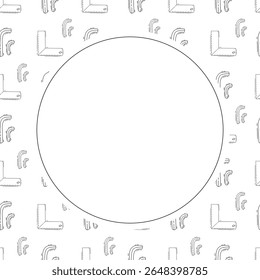 estrutura de construção. doodle ferramenta de construção quadro de círculo. desenho à mão fundo do quadro de construção.