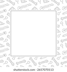 construction frame. doodle construction tool square frame. hand drawn construction frame background. construction tool background