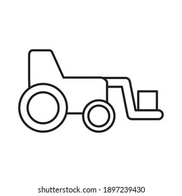 construction front loader truck icon over white background, line style, vector illustration