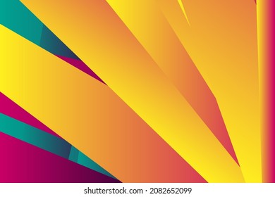 Construction futuristic concept vector artistic template copy space design. Neon yellow retro gradient colors. Abstract texture geometric shapes lines pattern. Striped tile graphic background banner