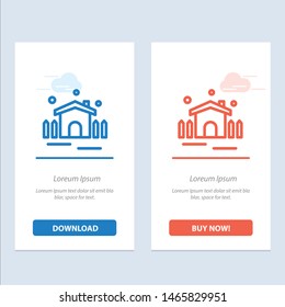 Construction, Garden, Patio, Shelter  Blue and Red Download and Buy Now web Widget Card Template. Vector Icon Template background