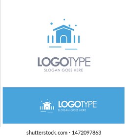 Construction, Garden, Patio, Shelter Blue Solid Logo with place for tagline