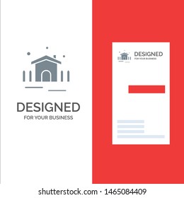 Construction, Garden, Patio, Shelter Grey Logo Design and Business Card Template. Vector Icon Template background