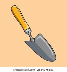 Construction or gardening shovel with yellow handle