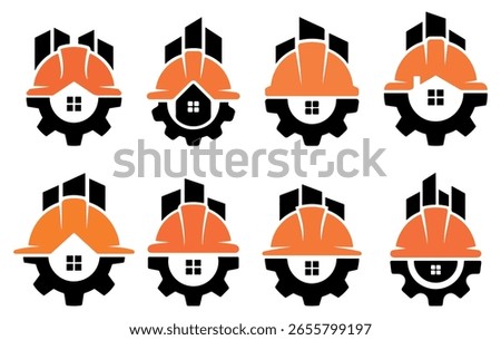 Construction Gear Helmet Logo Design for Building, Engineering, and Contractor Services
