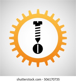 construction gear icon screw bolt vector illustration eps10