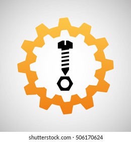 construction gear icon screw nut vector illustration eps10