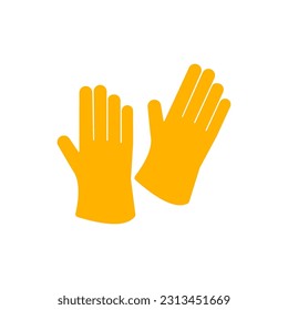 Construction gloves icon. Glove icon. Dish wash gloves. Yellow glove for cleaning.