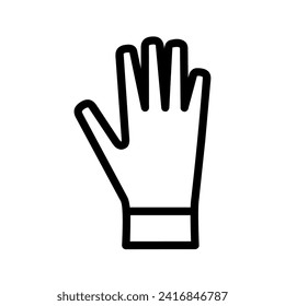 Construction gloves line icon isolated on white background. A pair of black construction gloves.
