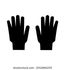 Construction gloves silhouette icon isolated on white background. A pair of black construction gloves.