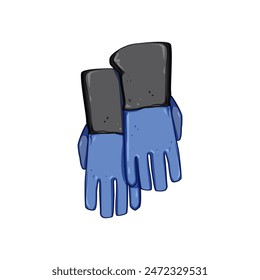 construction gloves welding cartoon. arc iron, weld factory, mask protection construction gloves welding sign. isolated symbol vector illustration