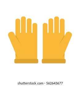 Construction gloves yellow professional work protection. Isolated on a white background safety hand equipment. Protection precaution carpenter construct improvement material.