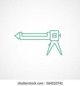 Construction Glue Gun Green Line Icon On White Background